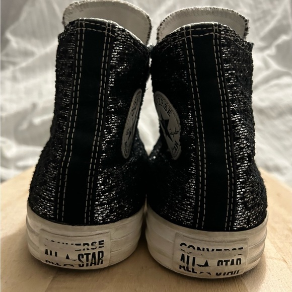 Womens Converse CTAS Hi Black Silver Bling Shoes 570985F Size 10 - Picture 6 of 8